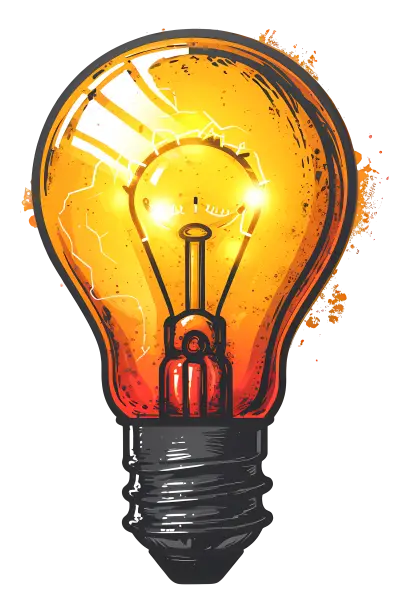 Vivid Orange Light Bulb Illustration