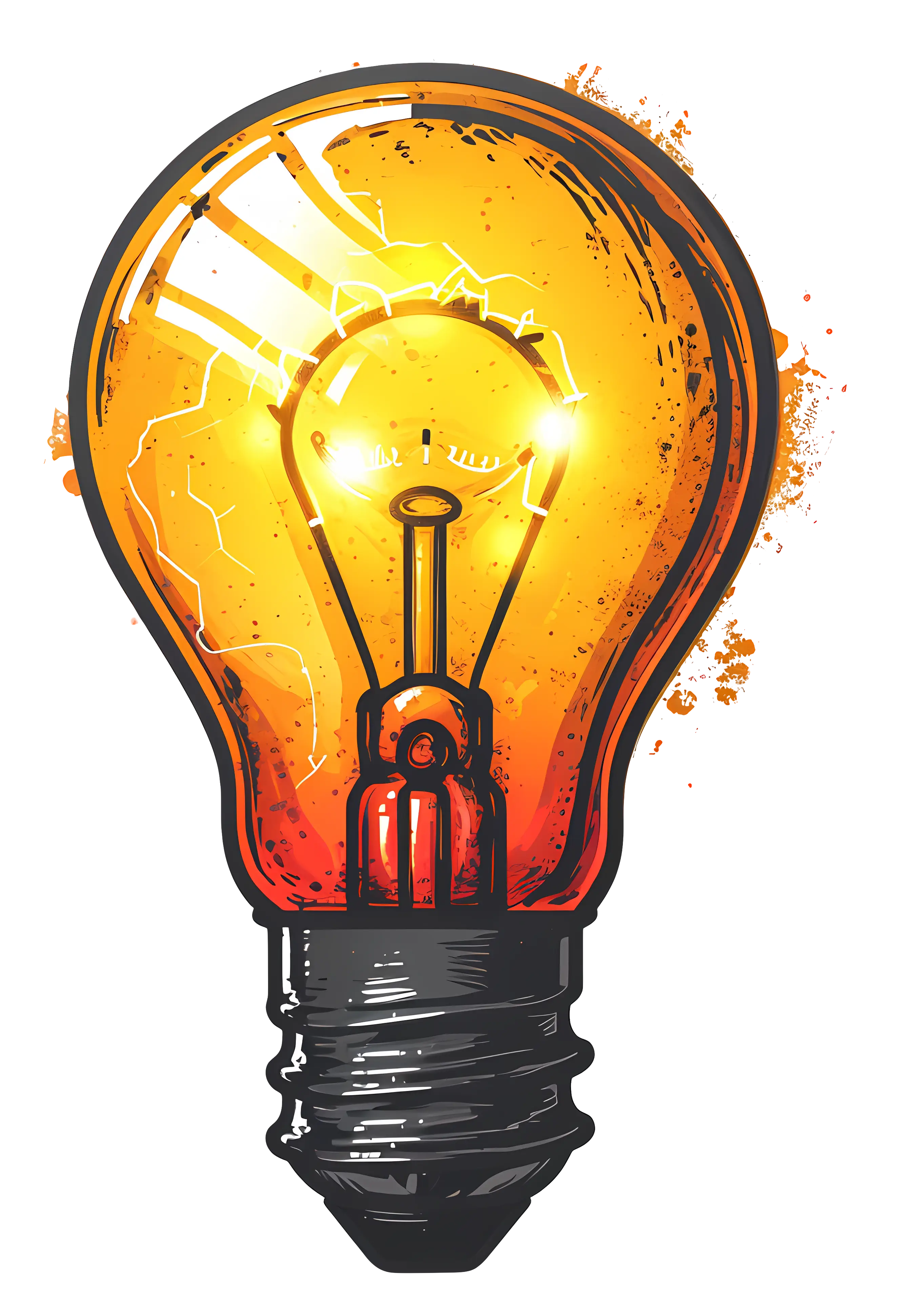 Vivid Orange Light Bulb Illustration