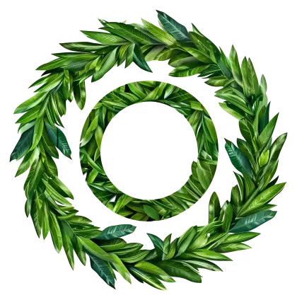 Green Leafy Circular Frame Decoration