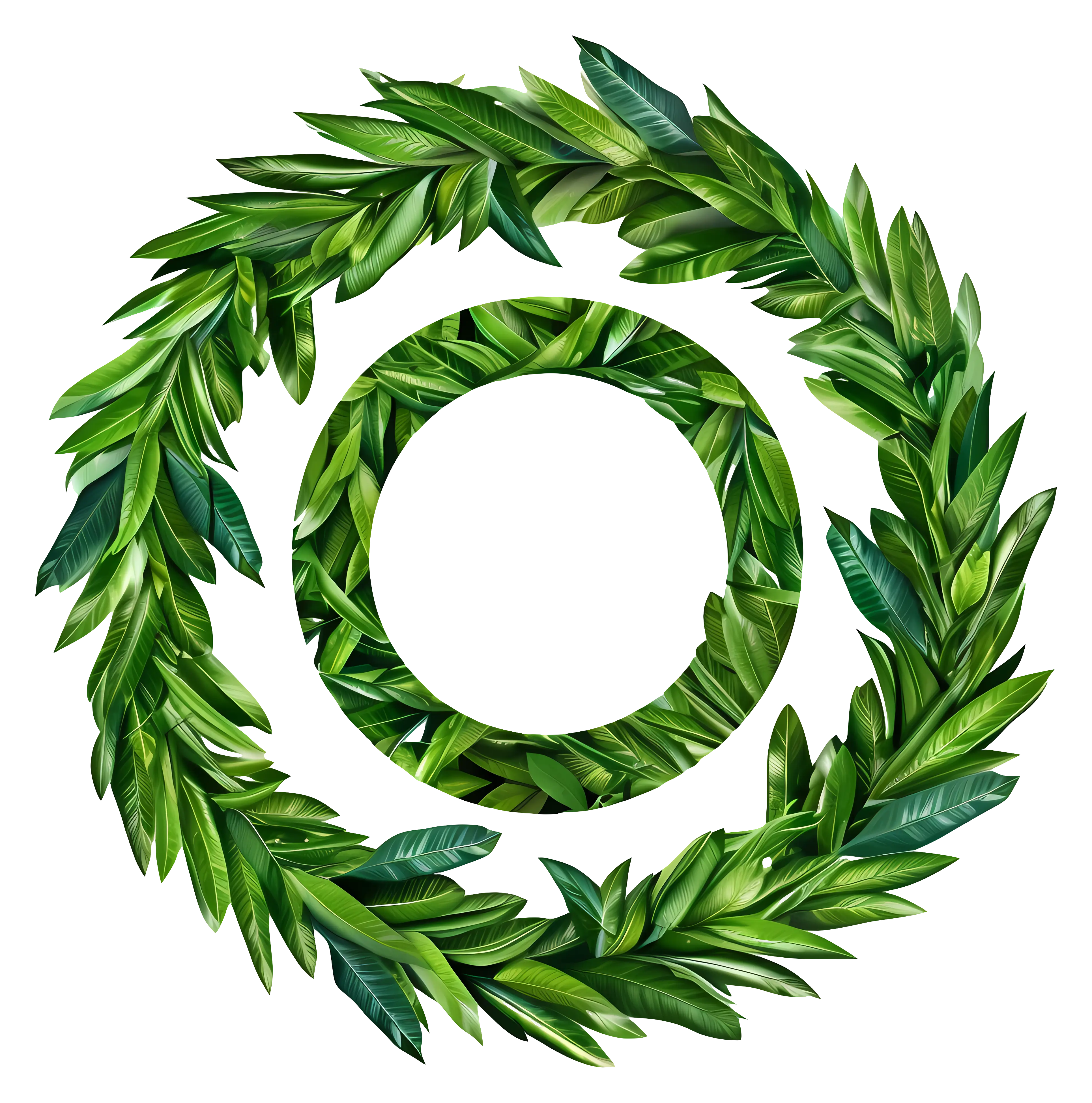 Green Leafy Circular Frame Decoration