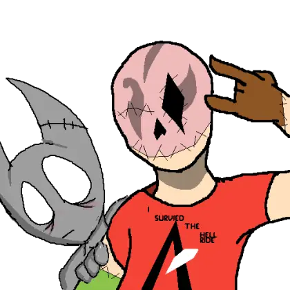 Masked Cartoon Character with Scissors