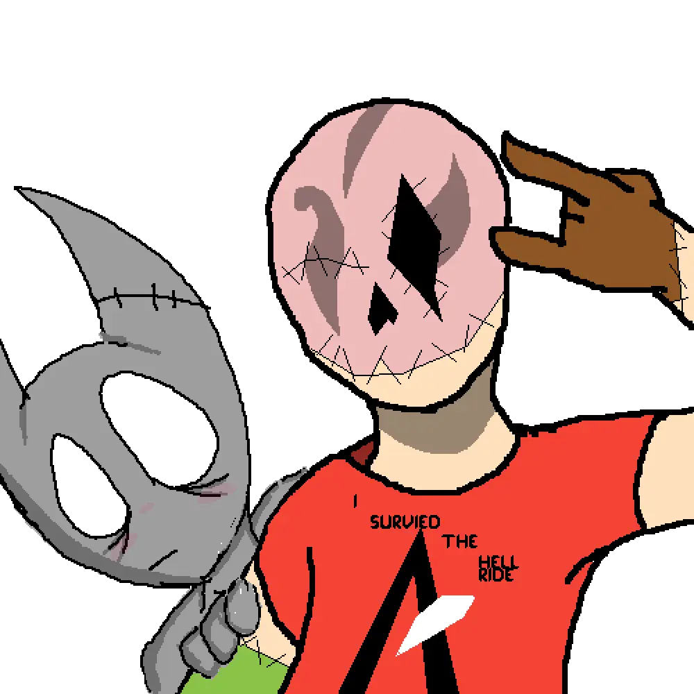Masked Cartoon Character with Scissors