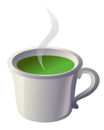 Steaming Green Tea in a White Cup
