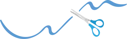 Scissors Cutting Blue Ribbon