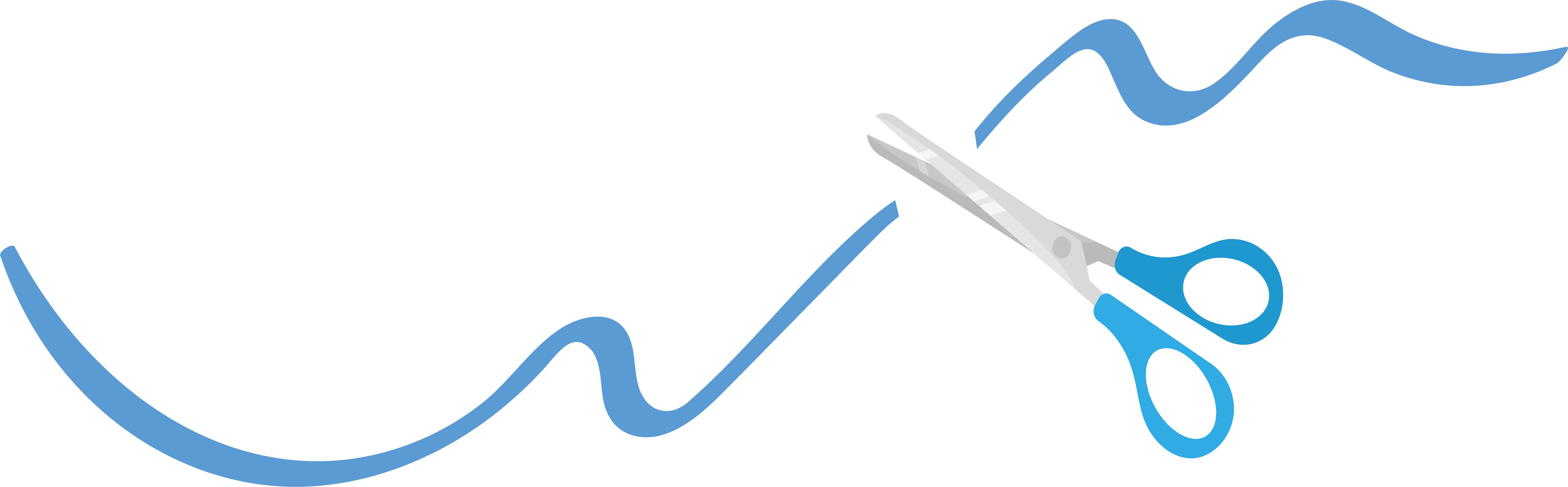 Scissors Cutting Blue Ribbon