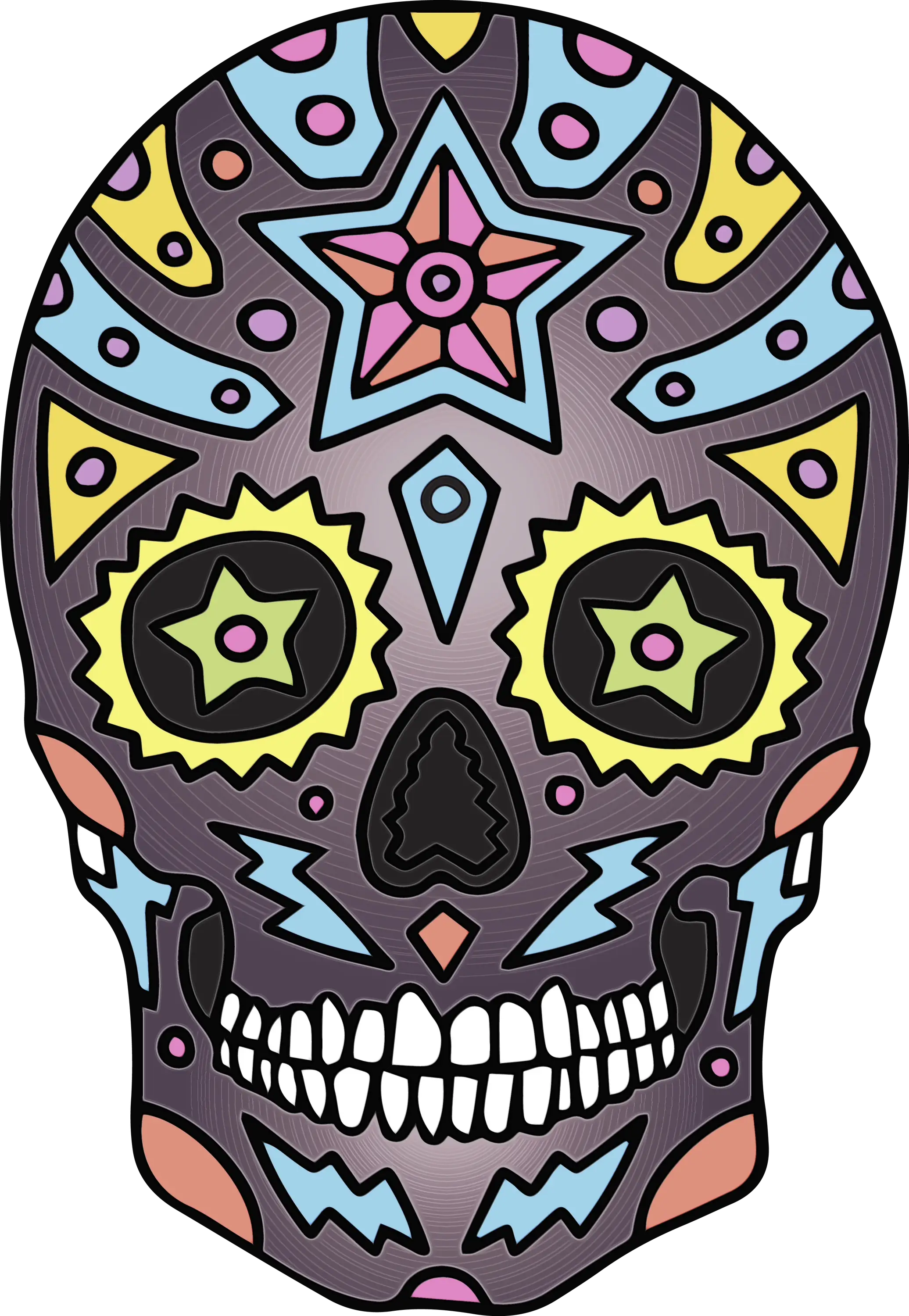 Colorful Decorative Sugar Skull for Day of the Dead