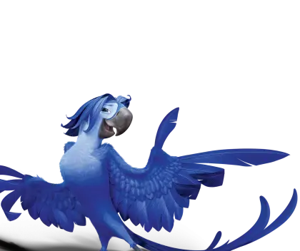Blue Cartoon Parrot in Tropical Style