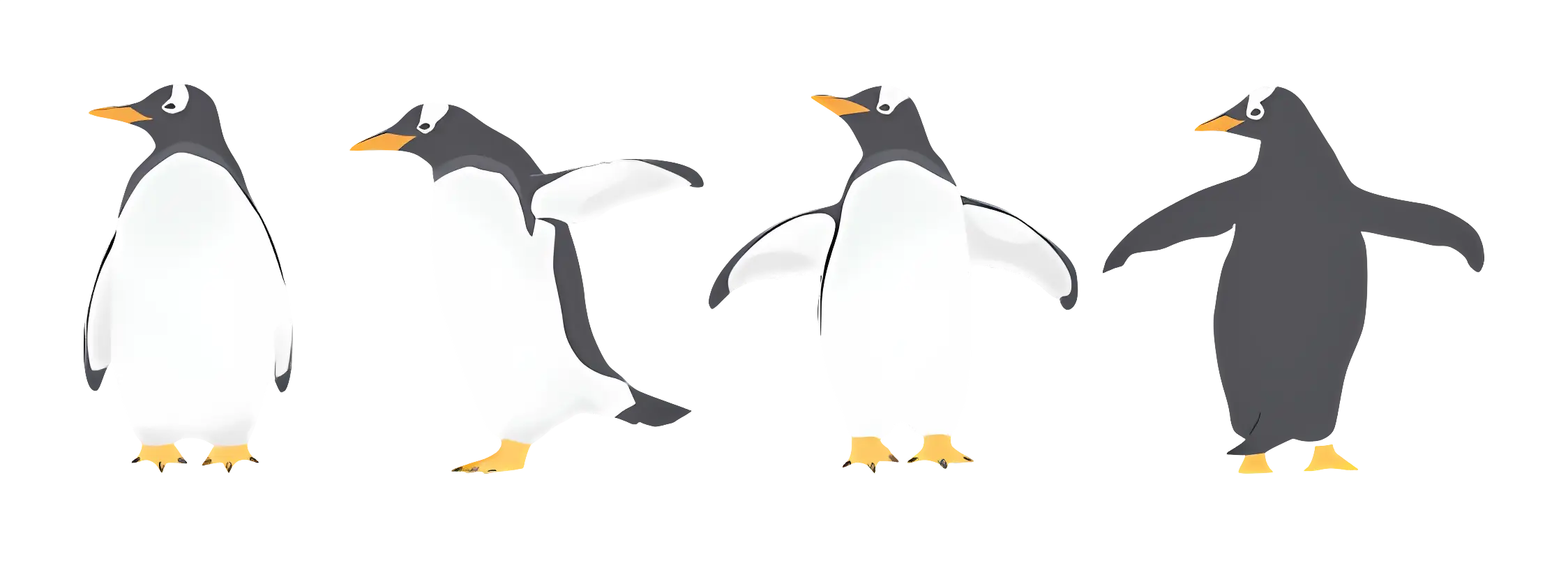 Cartoon Penguins in Fun Poses