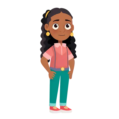 Cartoon Girl with Casual Outfit