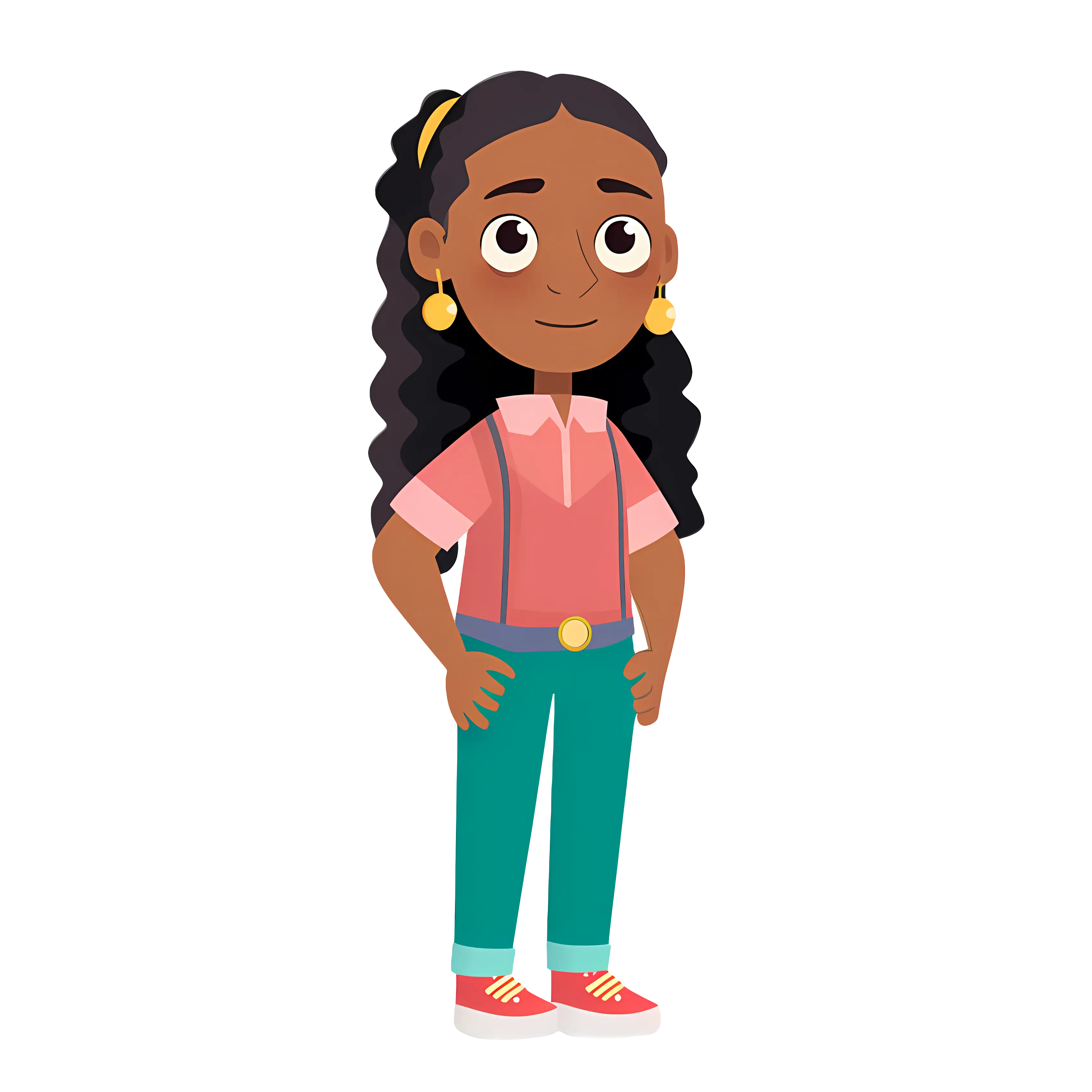 Cartoon Girl with Casual Outfit
