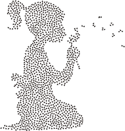Silhouette of Girl Blowing Dandelion