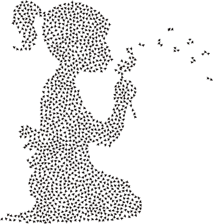 Silhouette of Girl Blowing Dandelion