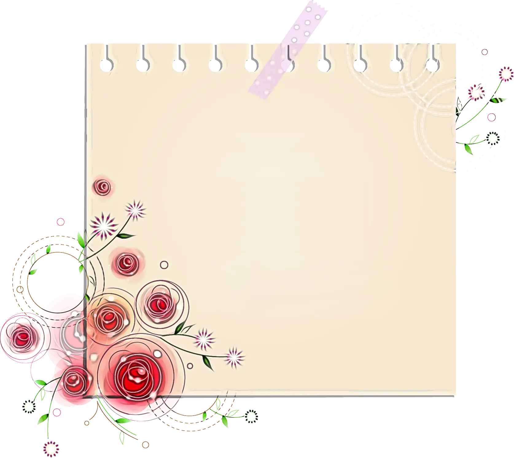 Floral Paper with Red Roses