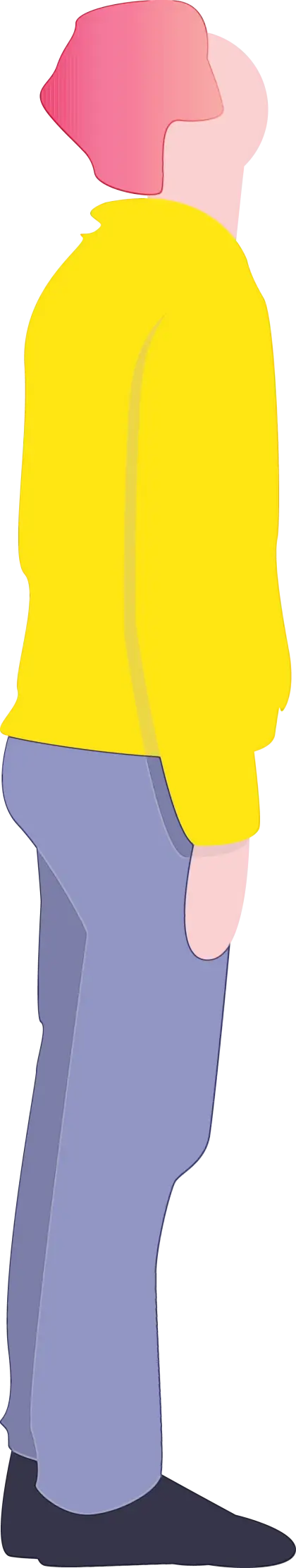 Side Profile Illustration of a Person in Yellow Shirt