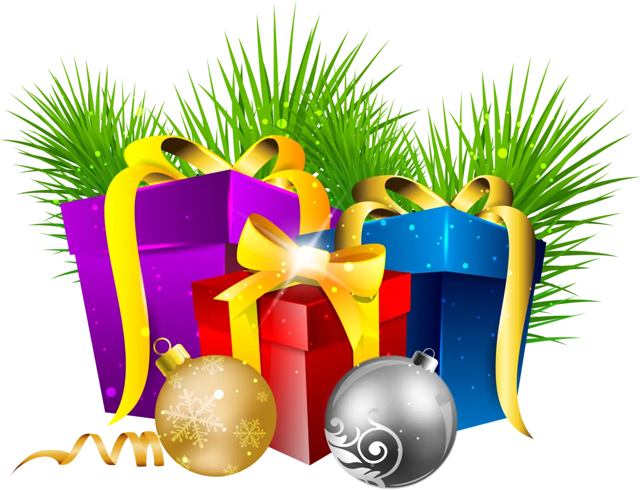 Colorful Christmas Gifts with Decorations