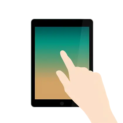 Hand Interacting with Touchscreen Tablet
