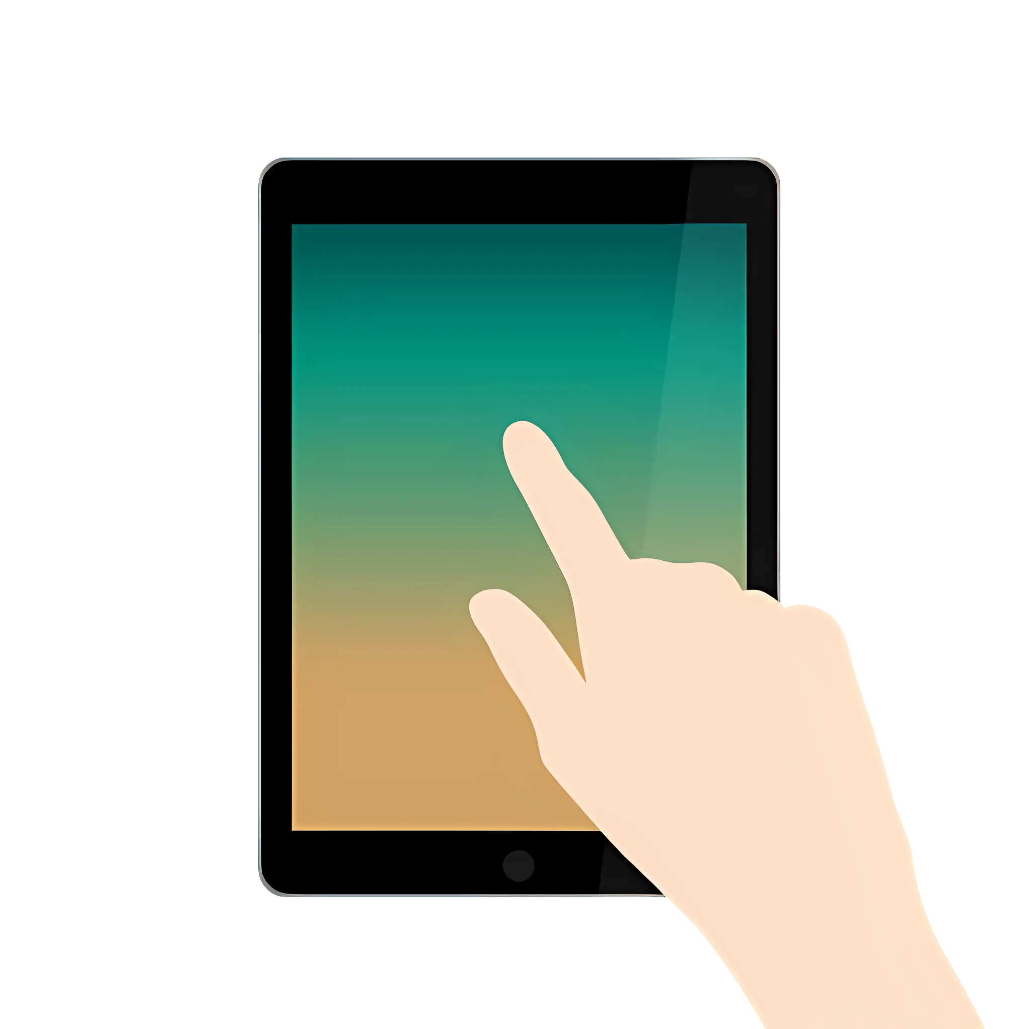 Hand Interacting with Touchscreen Tablet