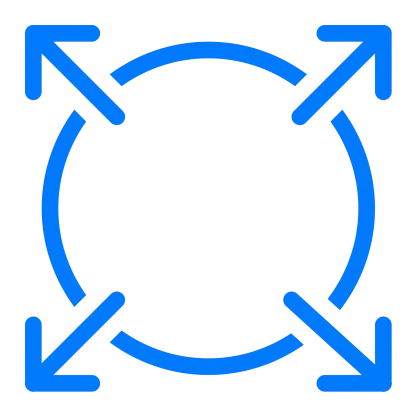 Four Blue Arrows in Circle Symbol