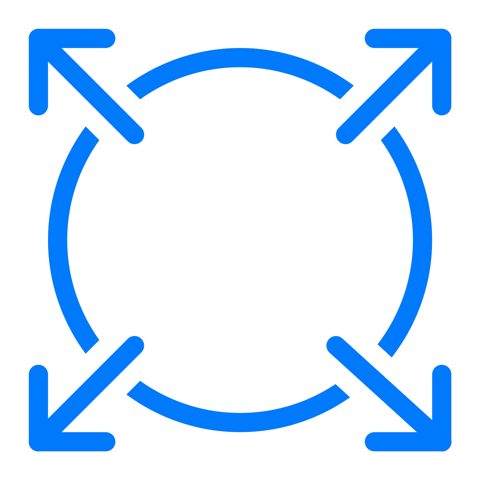 Four Blue Arrows in Circle Symbol
