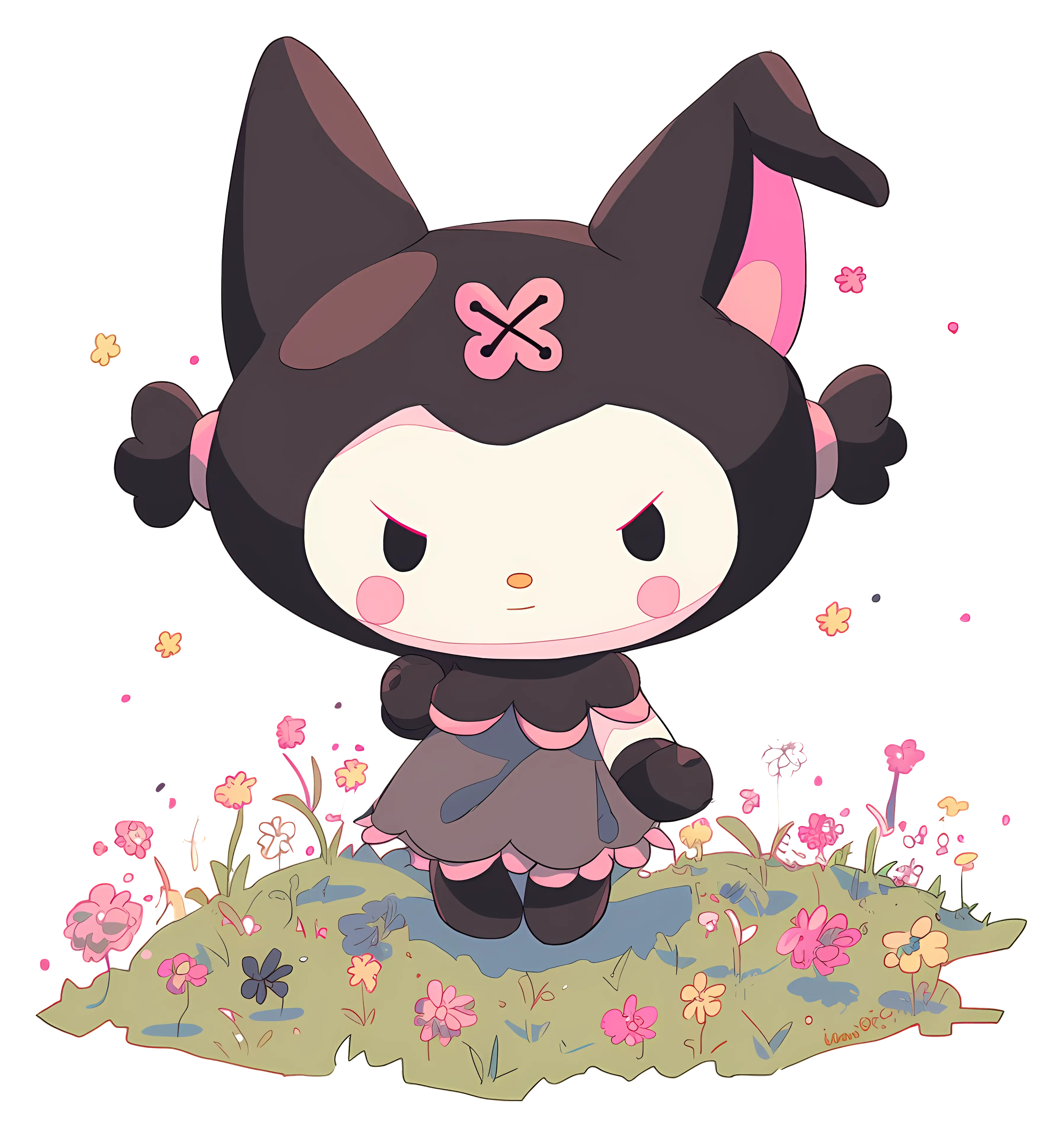 Cute Character in Black Outfit
