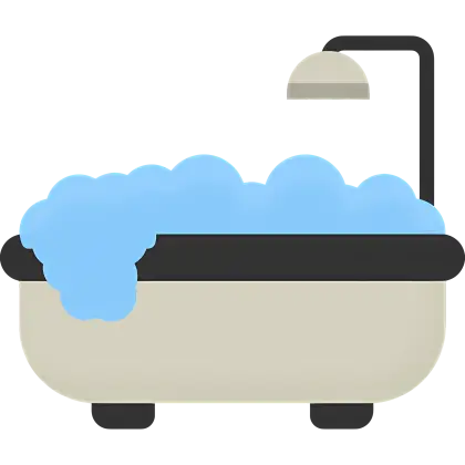 Bathtub with Bubbles and Shower