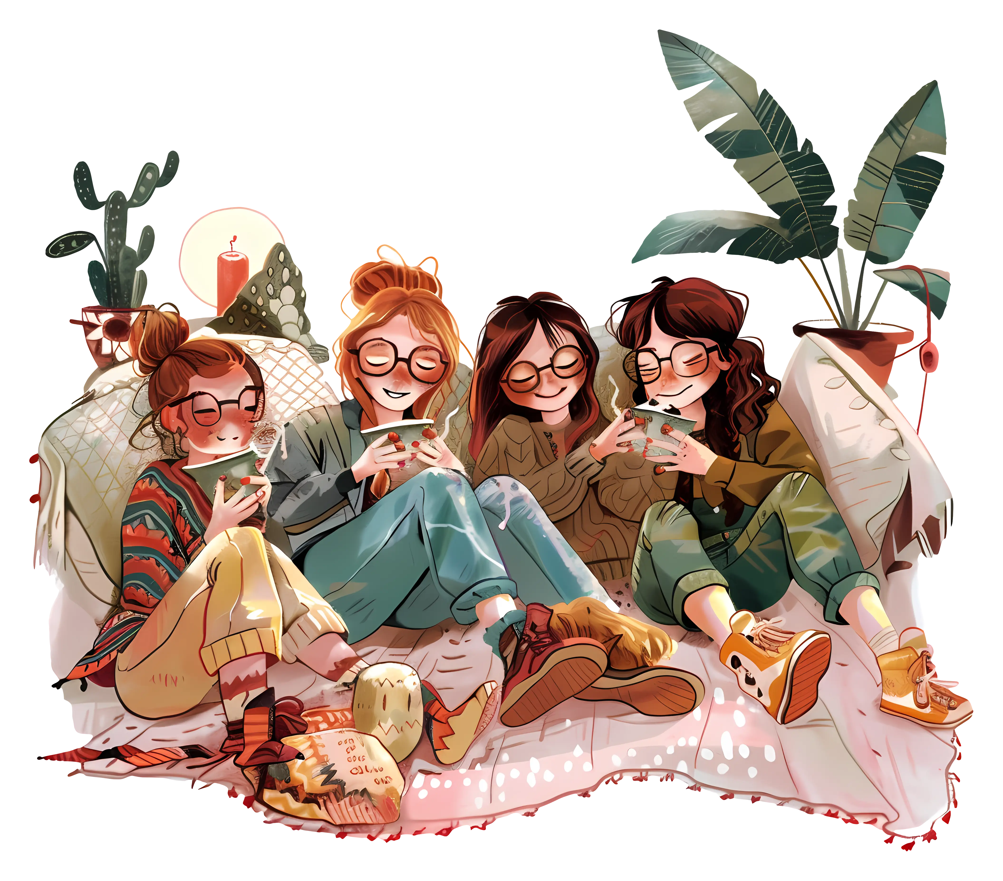 Friends Relaxing and Enjoying Time Together