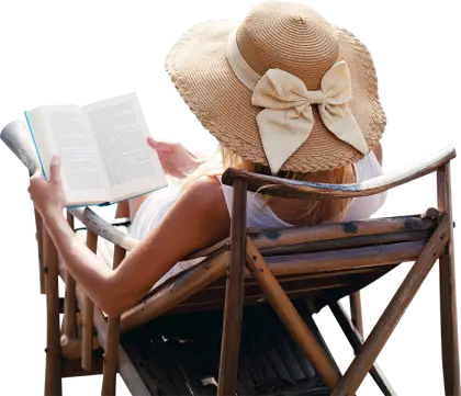 Woman Reading in Chair with Hat