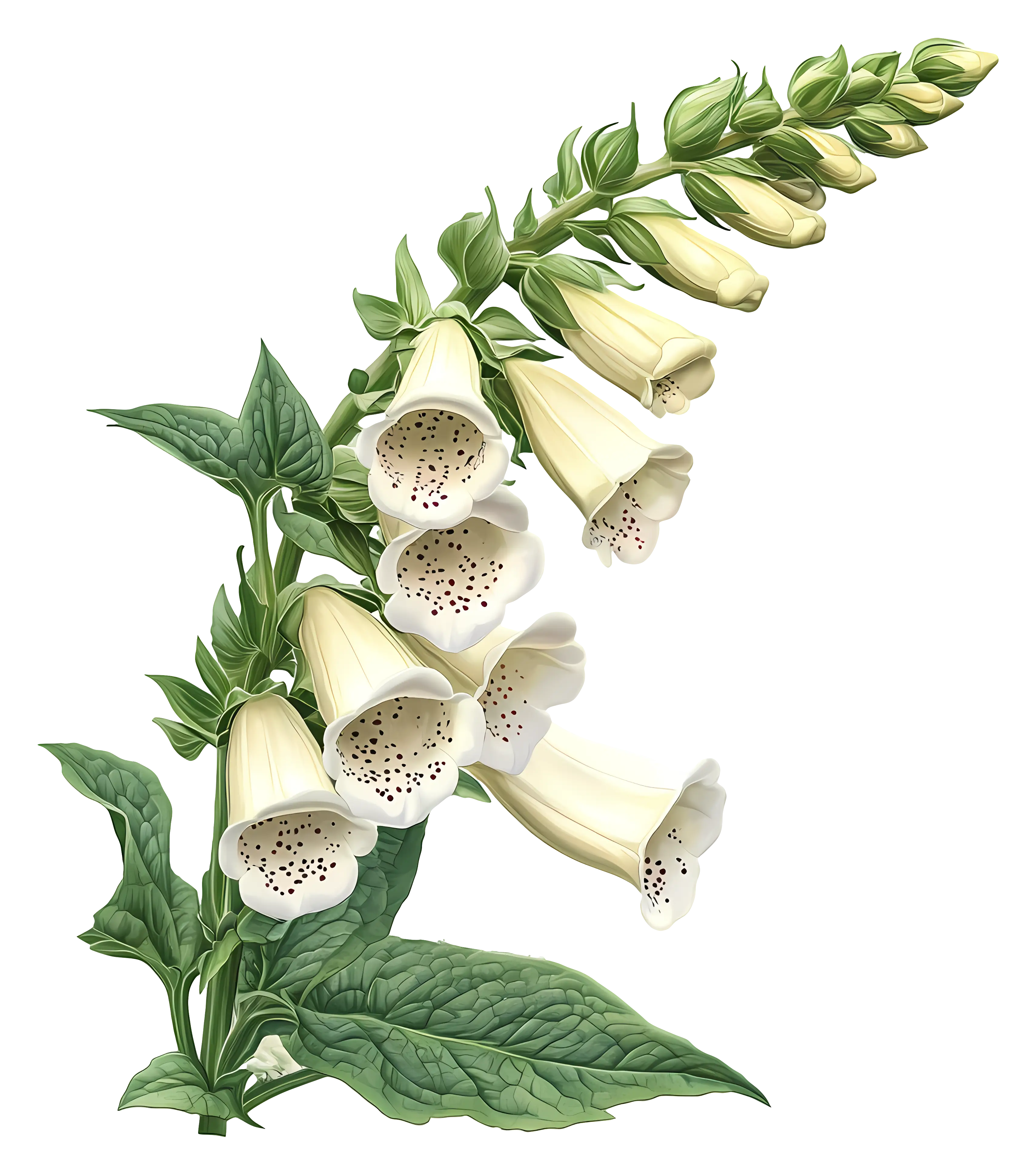 White Foxglove Botanical Illustration