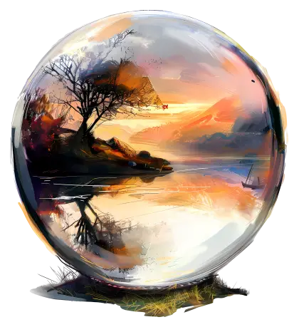 Beautiful Landscape in Glass Sphere