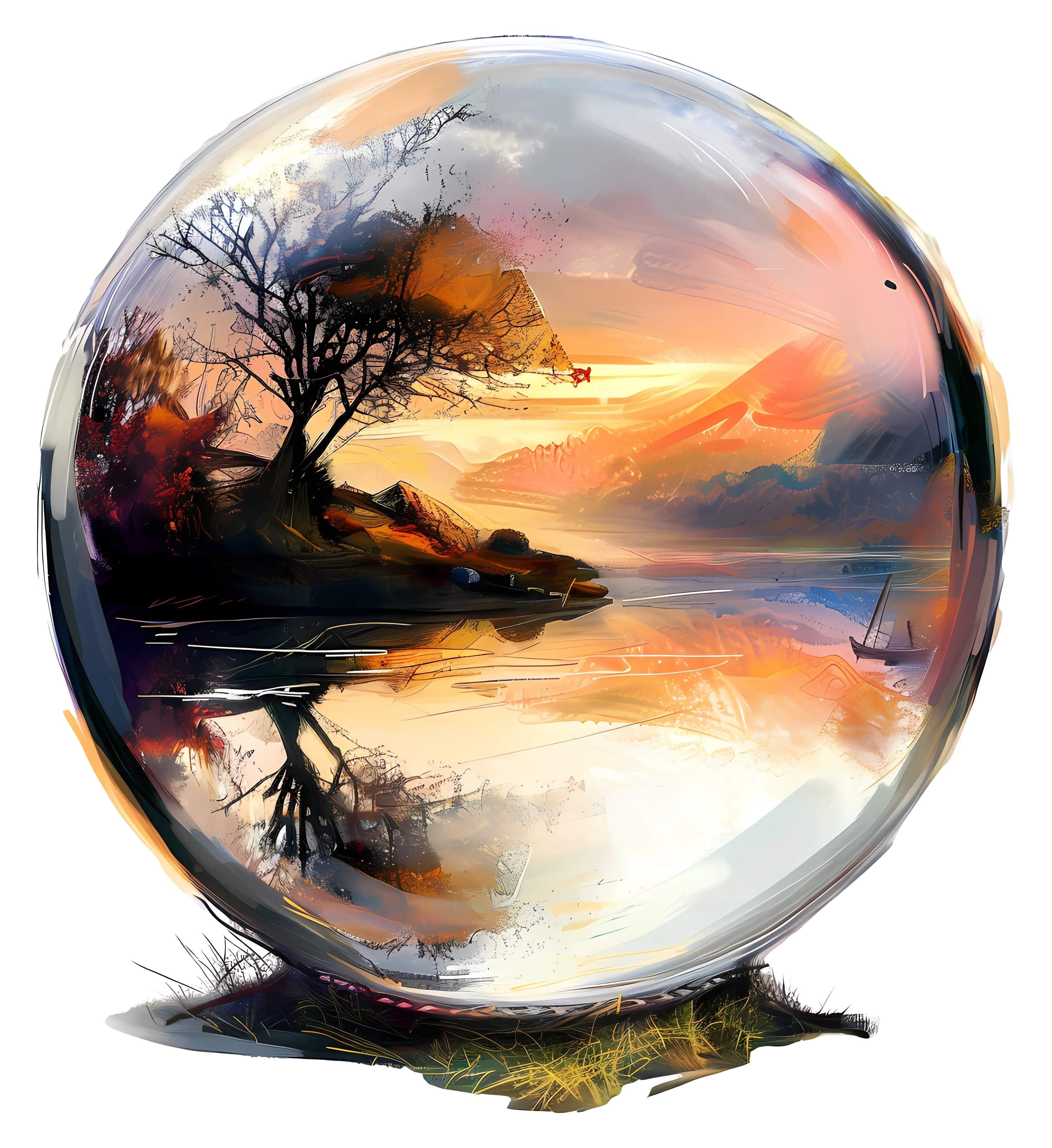 Beautiful Landscape in Glass Sphere