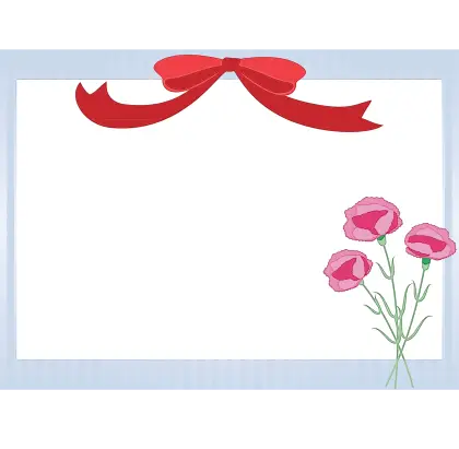 Blank Card with Red Ribbon and Flowers