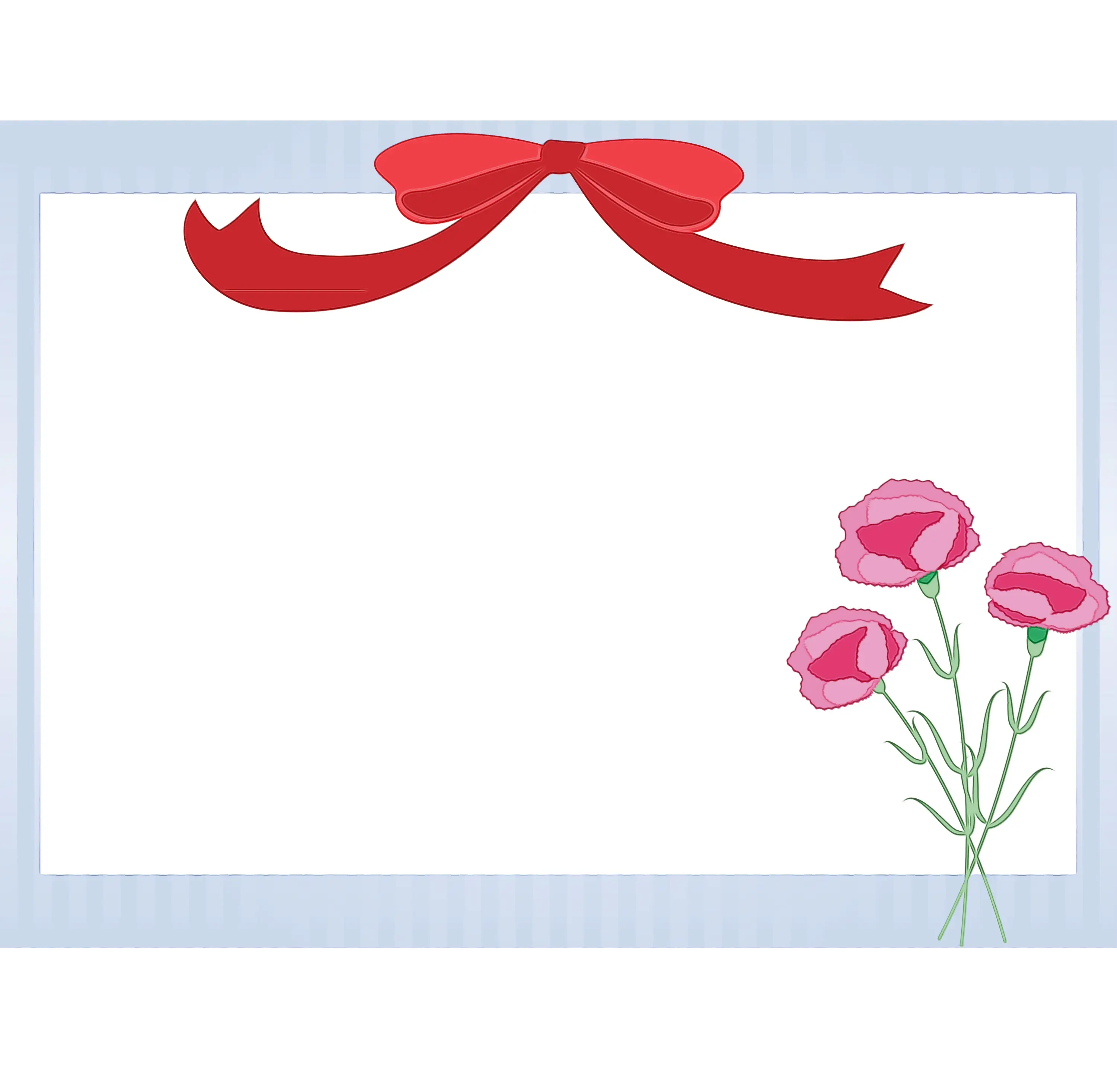 Blank Card with Red Ribbon and Flowers