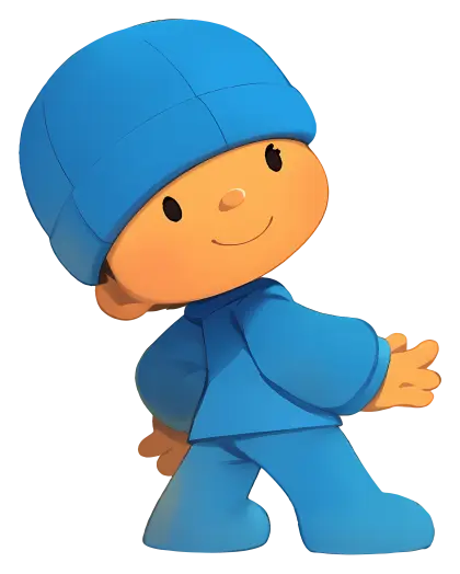 Blue Cartoon Character in Playful Pose