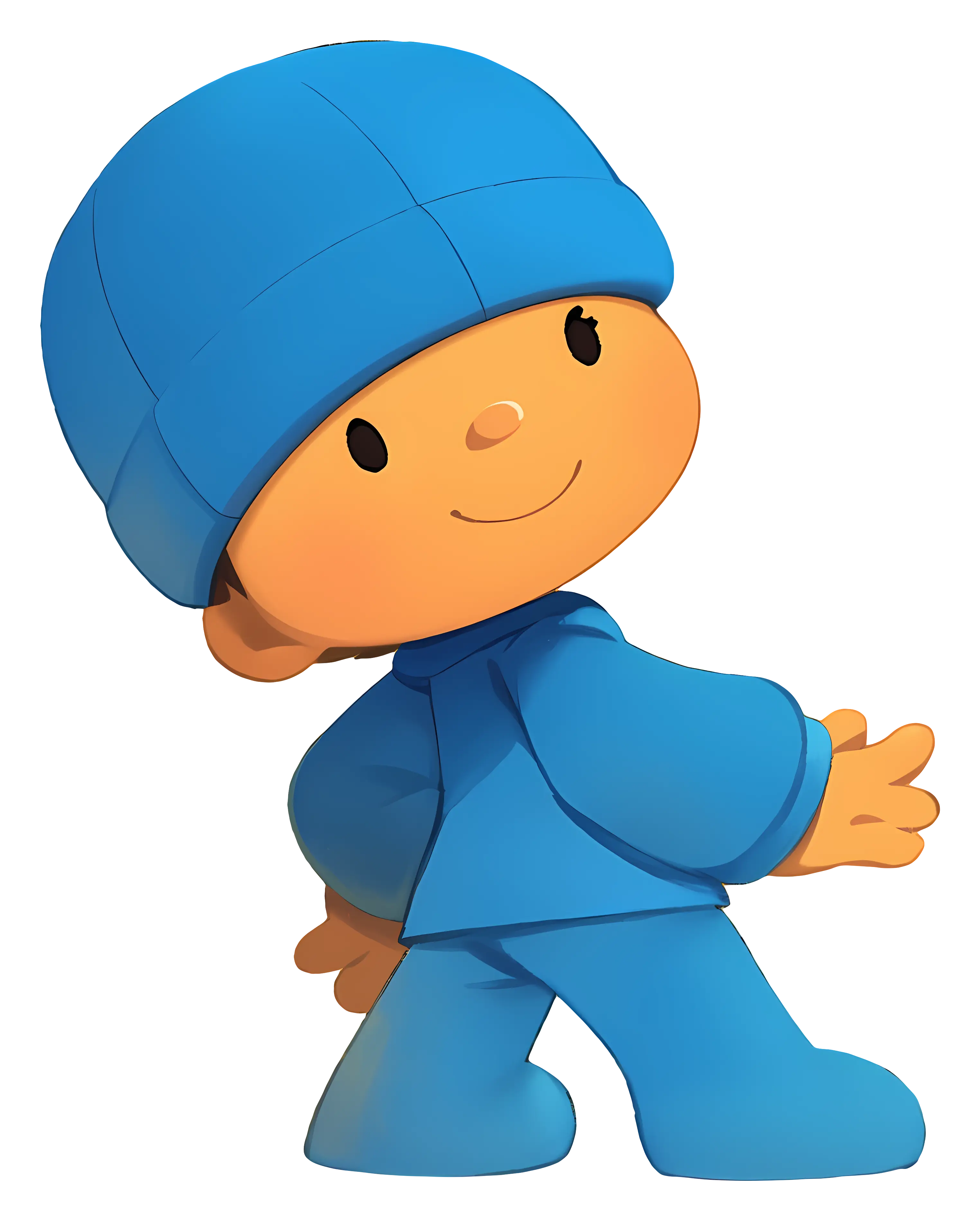 Blue Cartoon Character in Playful Pose