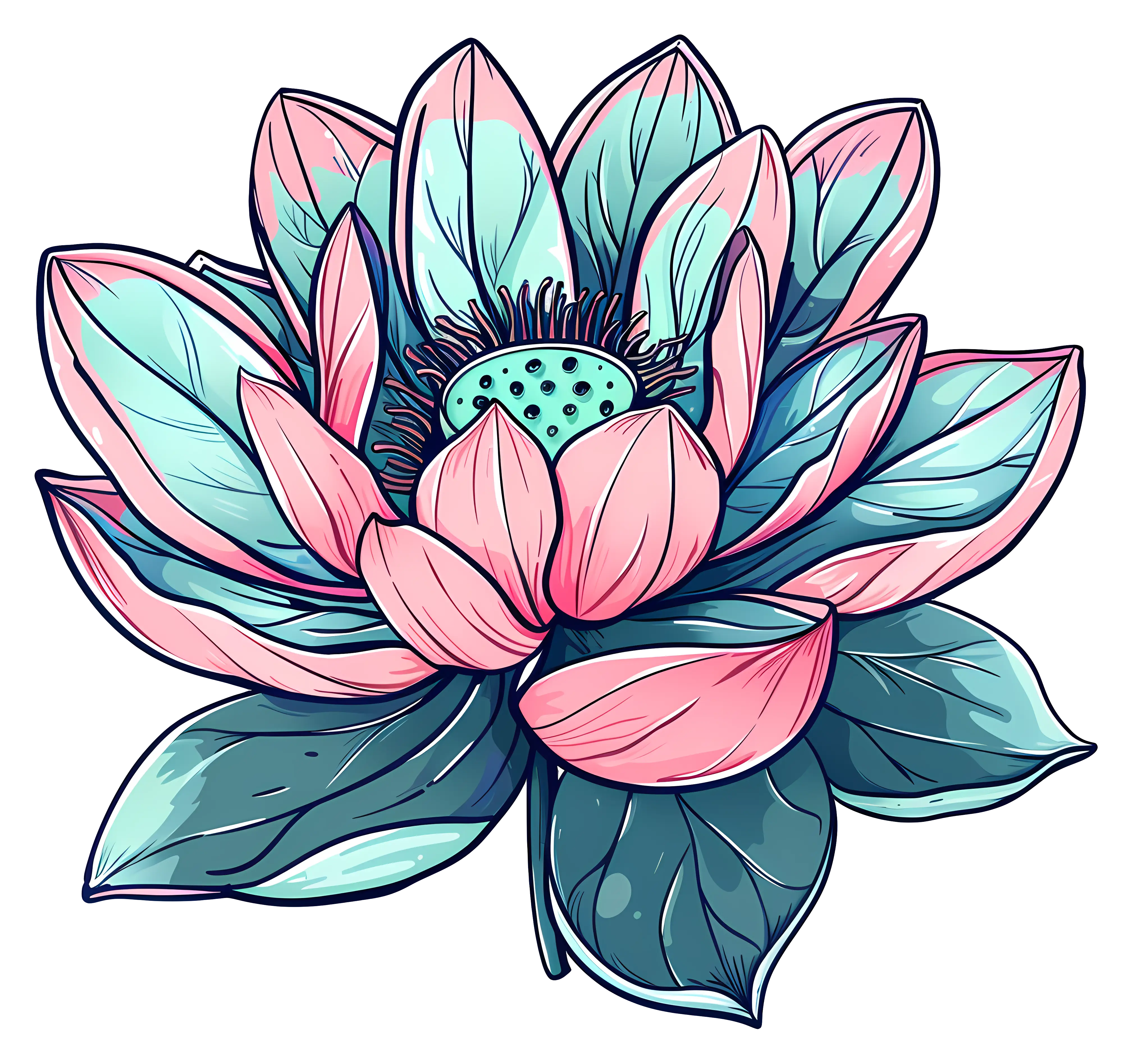 Colorful Lotus Flower Illustration