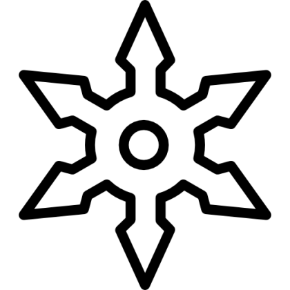Ninja Star Icon in Black Outline Style