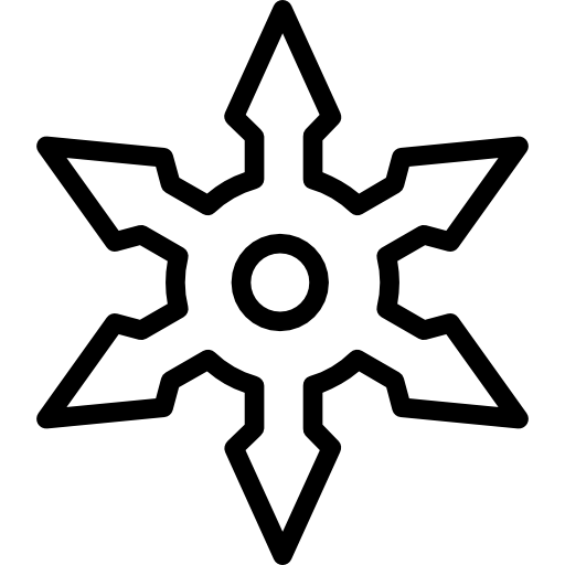 Ninja Star Icon in Black Outline Style