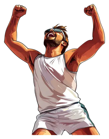 Celebrating Man in Sports Attire