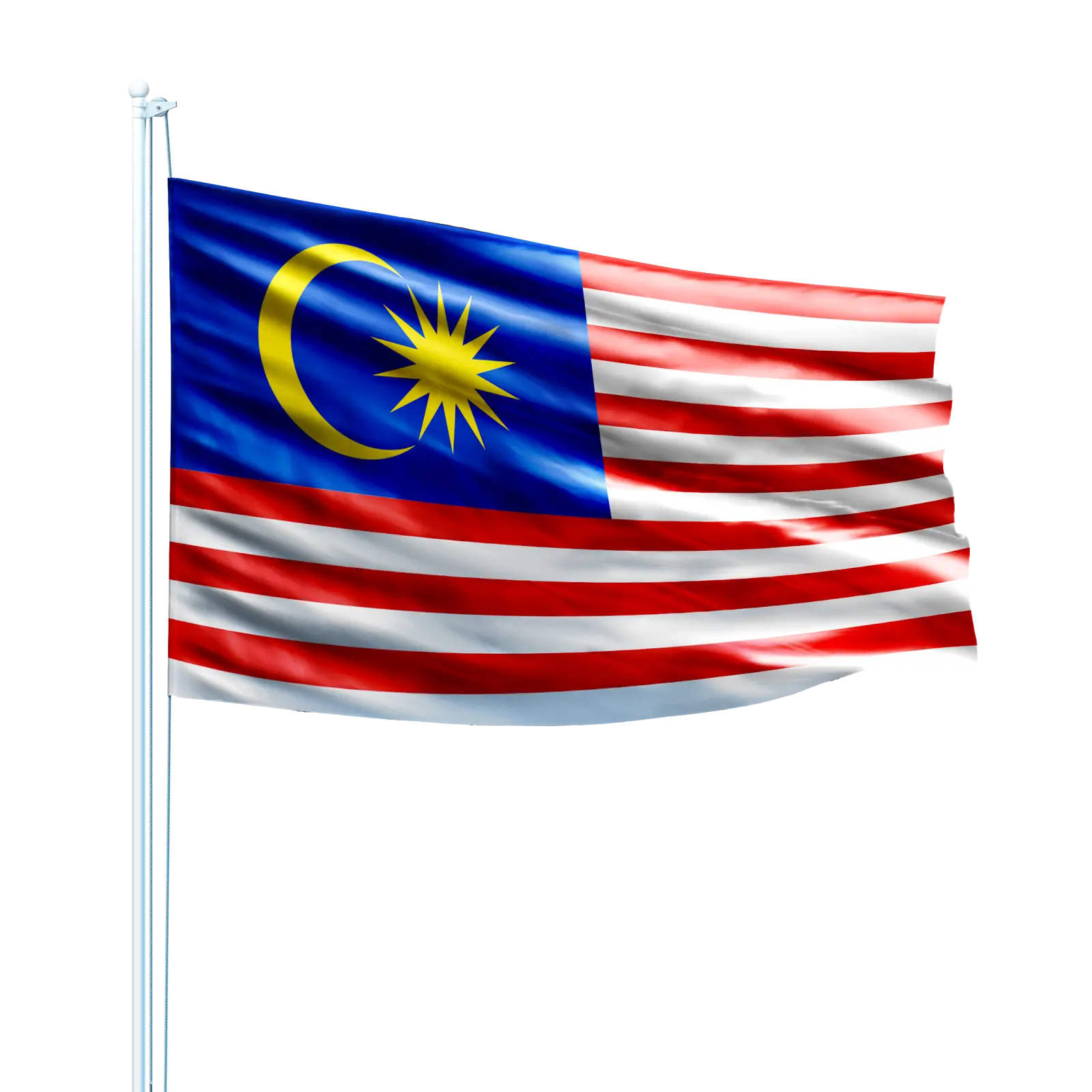 Malaysian Flag Waving on Flagpole