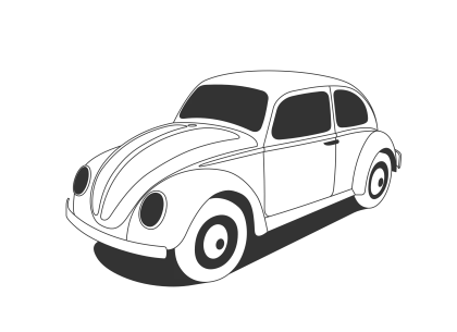 Black and White Vintage Car Illustration