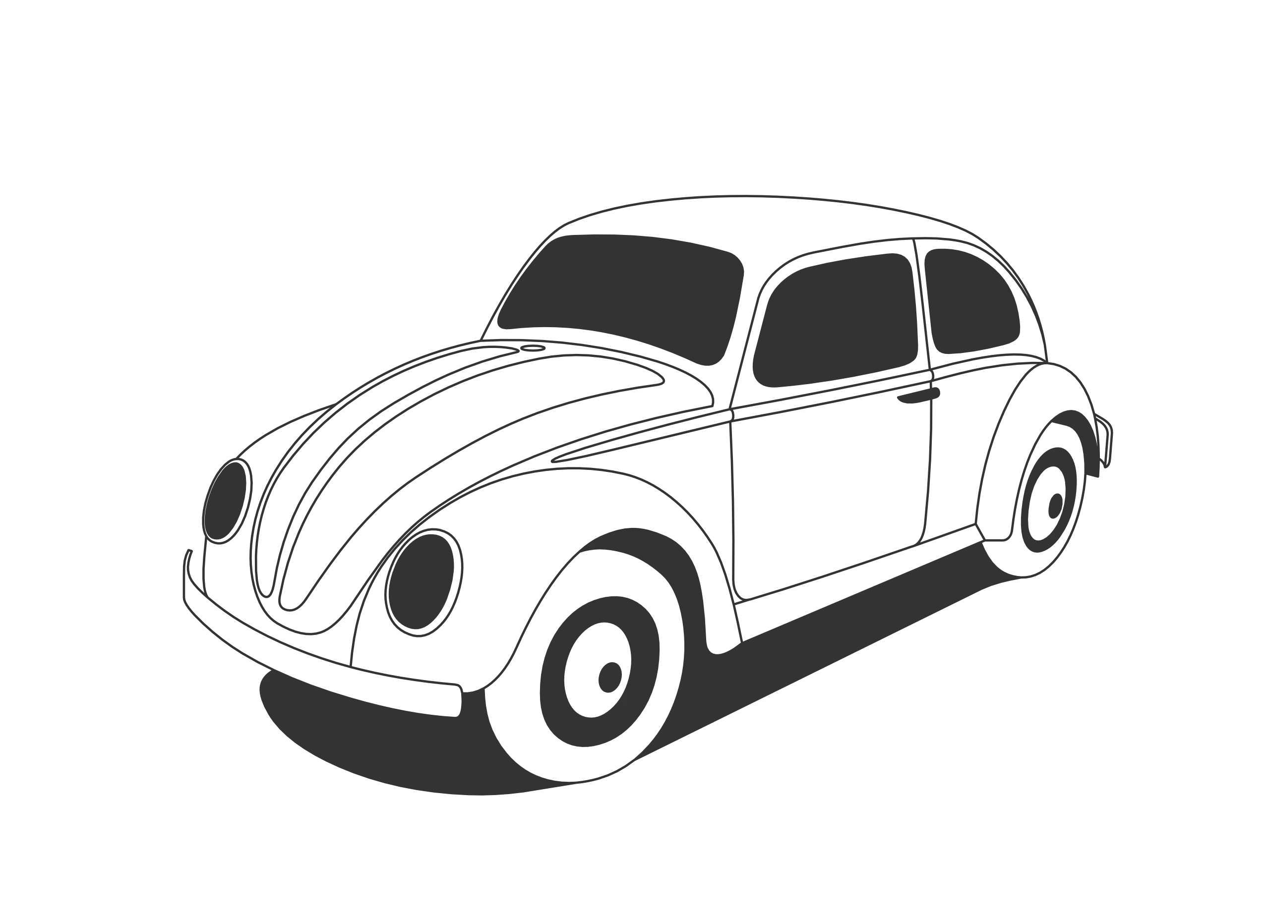 Black and White Vintage Car Illustration