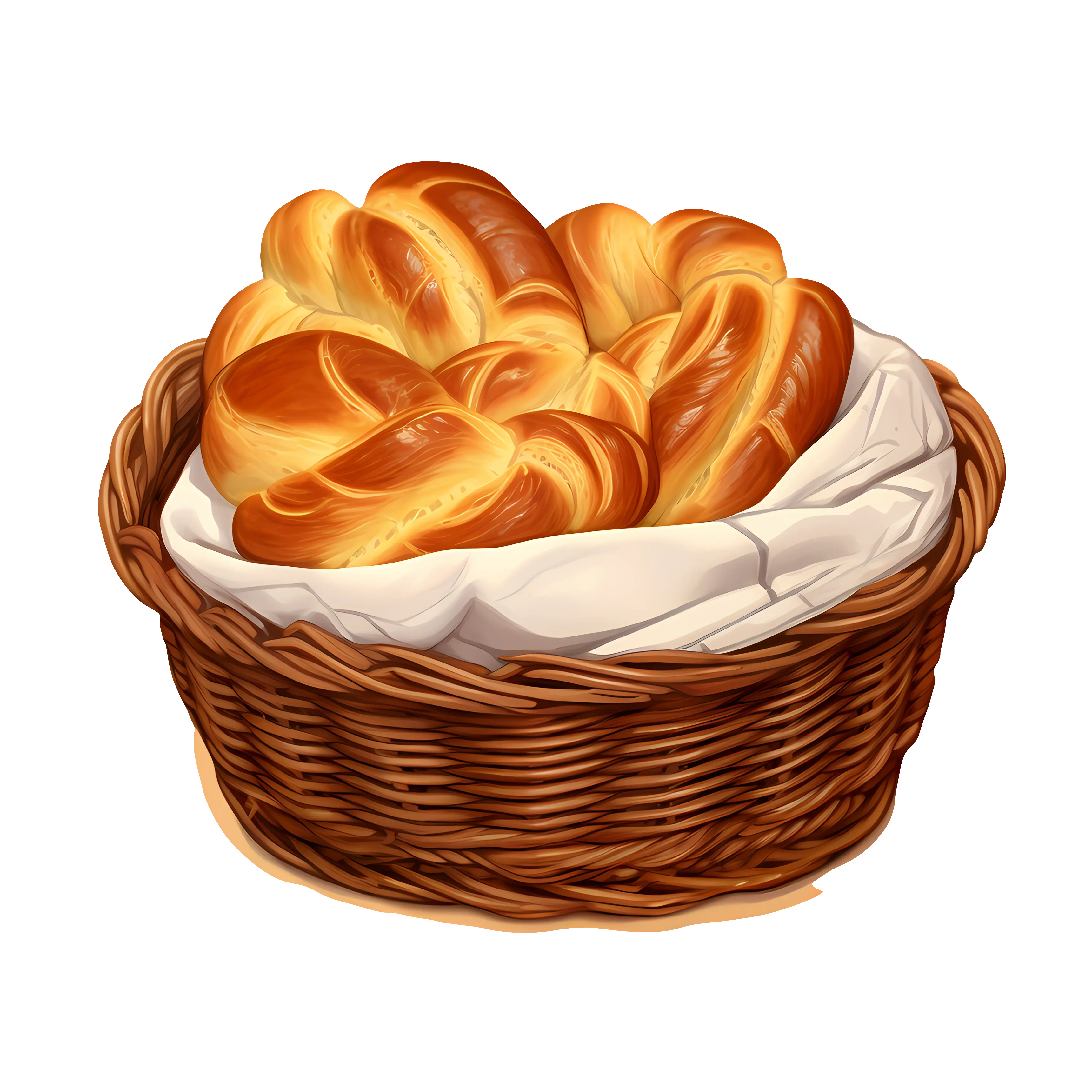 Basket of Fresh Braided Bread Rolls