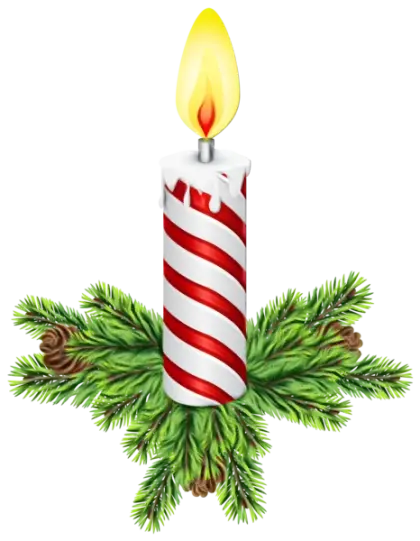 Striped Christmas Candle with Greenery