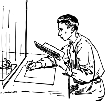 Sketch of Man Drawing at His Desk