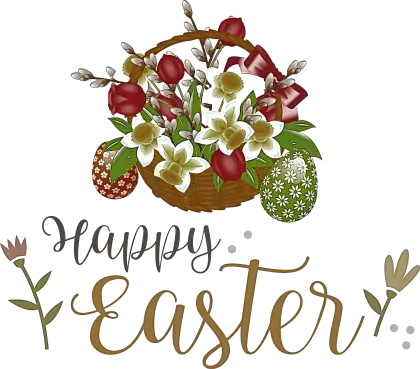 Floral Basket Happy Easter Decoration