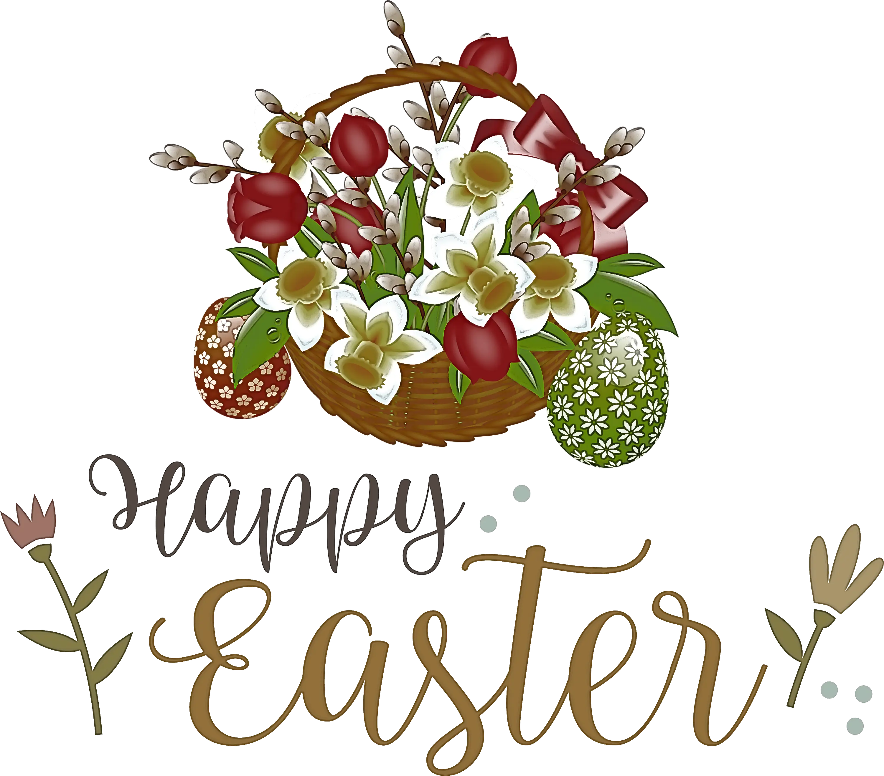 Floral Basket Happy Easter Decoration