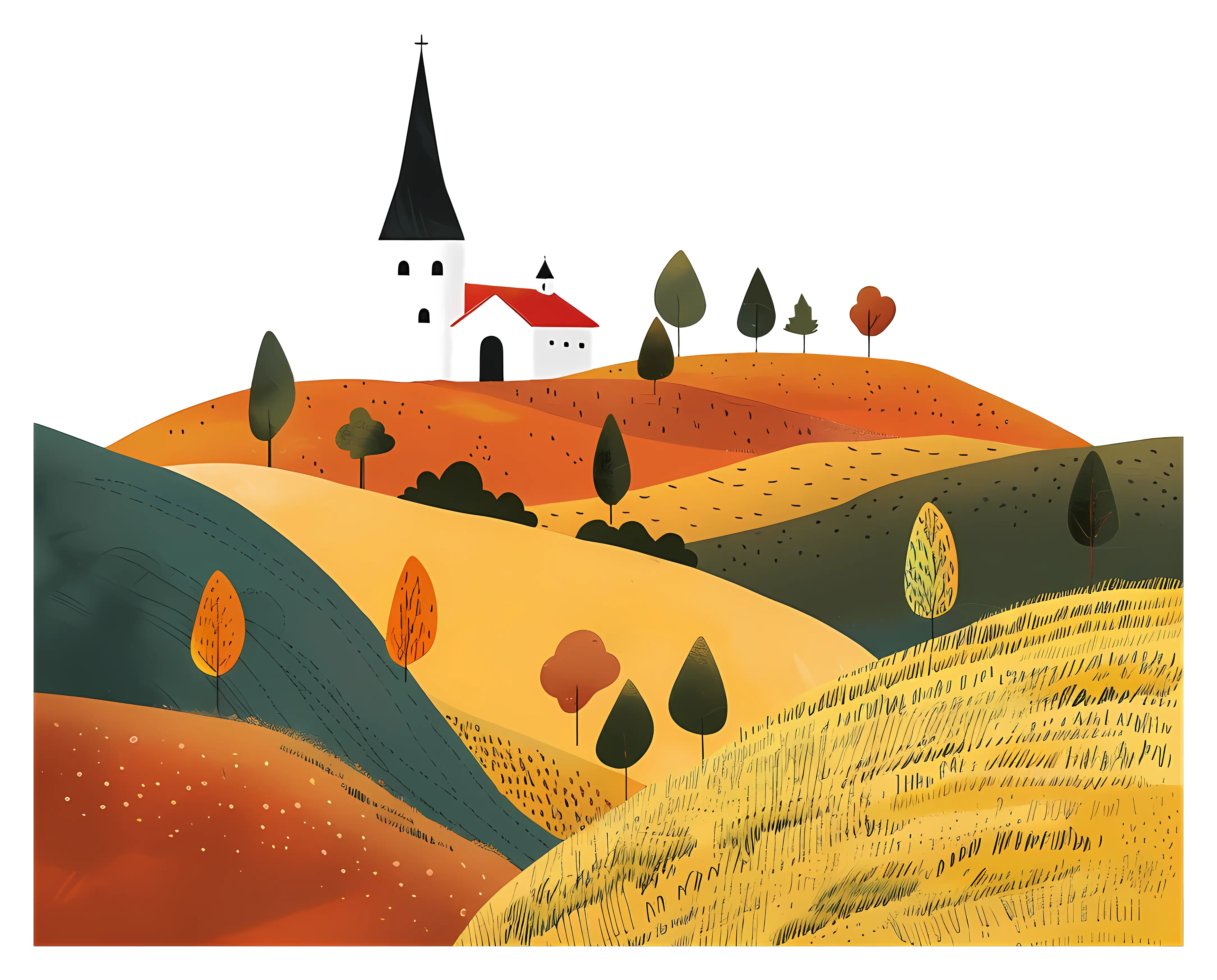 Countryside Landscape with Church