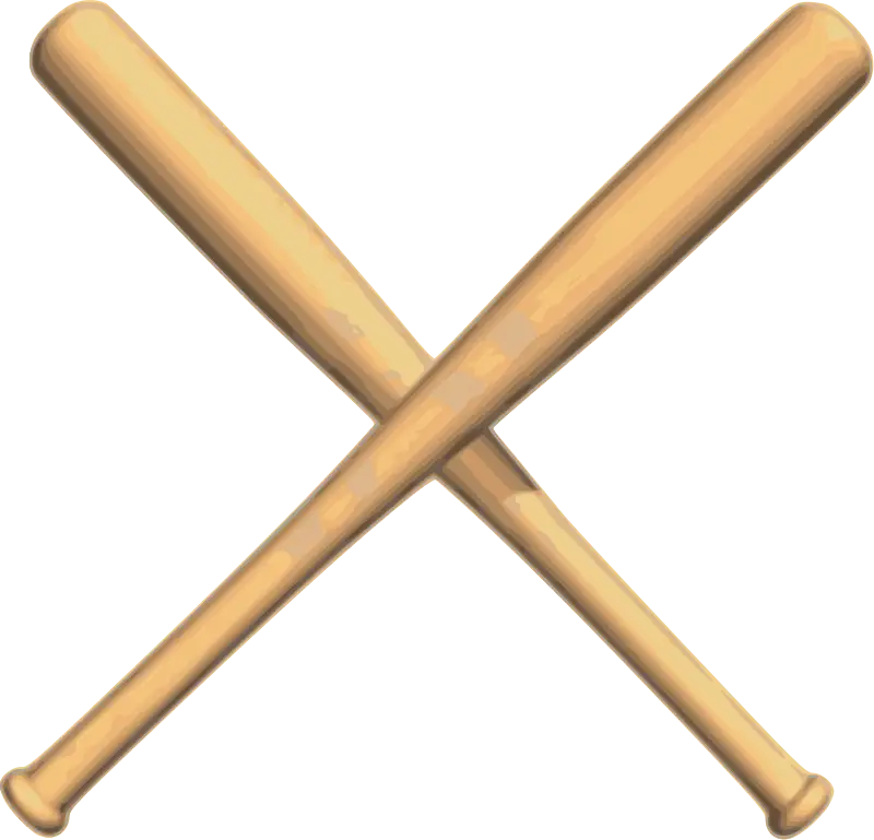 Crossed Wooden Baseball Bats Illustration