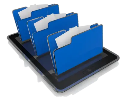 Digital Tablet with Blue Folders