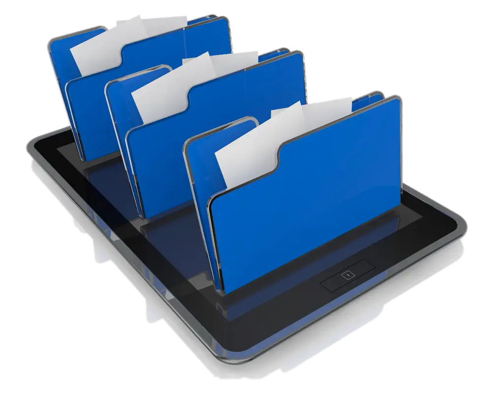 Digital Tablet with Blue Folders
